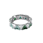 Millenia cocktail ring, Triangle cut crystals, Green, Rhodium plated